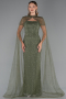 Long Olive Drab Beaded Evening Dress ABU5483