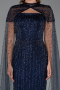 Long Navy Blue Beaded Evening Dress ABU5483