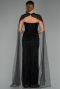 Long Black Beaded Evening Dress ABU5483