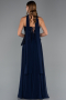 Long Navy Blue Chiffon Evening Dress ABU5486