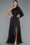 Long Black Chiffon Evening Dress ABU5489