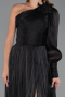 Long Black Chiffon Evening Dress ABU5489