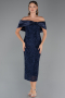 Midi Navy Blue Beaded Party Dress ABK2461