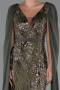 Long Olive Drab Beaded Evening Dress ABU5248