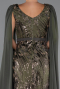 Long Olive Drab Beaded Evening Dress ABU5248