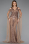 Long Copper Beaded Evening Dress ABU5497