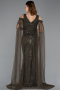 Long Olive Drab Beaded Evening Dress ABU5497