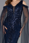 Long Navy Blue Beaded Evening Dress ABU5497