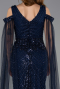 Long Navy Blue Beaded Evening Dress ABU5497