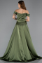 Long Olive Drab Satin Evening Dress ABU5507