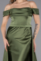 Long Olive Drab Satin Evening Dress ABU5507
