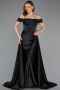 Long Black Satin Evening Dress ABU5507