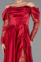 Red Long Satin Evening Dress ABU5054