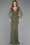 Long Olive Drab Stony Evening Dress ABU5475