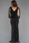 Long Black Stony Evening Dress ABU5475