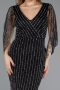 Long Black Stony Evening Dress ABU5475