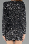 Mini Black-Silver Sequined Velvet Party Dress ABK2477