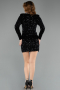 Mini Black Sequined Velvet Party Dress ABK2477