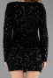 Mini Black Sequined Velvet Party Dress ABK2477