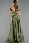 Long Olive Drab Satin Evening Dress ABU5530