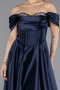 Long Navy Blue Satin Evening Dress ABU5530