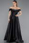 Long Black Satin Evening Dress ABU5530
