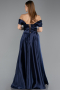Long Navy Blue Satin Evening Dress ABU5530