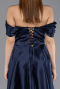 Long Navy Blue Satin Evening Dress ABU5530