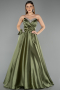 Long Olive Drab Satin Evening Dress ABU5541