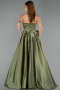 Long Olive Drab Satin Evening Dress ABU5541
