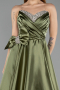 Long Olive Drab Satin Evening Dress ABU5541