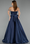 Long Navy Blue Satin Evening Dress ABU5541
