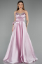 Long Powder Color Satin Evening Dress ABU5541