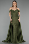 Long Olive Drab Beaded Evening Dress ABU5542