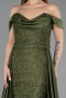 Long Olive Drab Beaded Evening Dress ABU5542