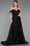 Long Black Beaded Evening Dress ABU5542