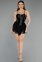 Mini Black Satin Party Dress ABK2497