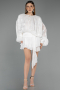 Mini White Chiffon Party Dress ABK2499