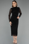 Midi Black Stony Cocktail Dress ABK2492