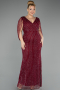 Long Burgundy Stony Plus Size Evening Dress ABU5478