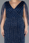 Long Navy Blue Stony Plus Size Evening Dress ABU5478