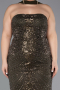 Long Dark Khaki Beaded Plus Size Evening Gown ABU5495