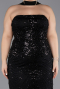 Long Black Beaded Plus Size Evening Gown ABU5495