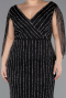 Long Black Stony Plus Size Evening Dress ABU5478