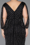 Long Black Stony Plus Size Evening Dress ABU5478