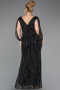 Long Black Stony Plus Size Evening Dress ABU5478