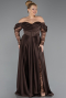 Brown Long Satin Formal Plus Size Dress ABU5261