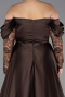 Brown Long Satin Formal Plus Size Dress ABU5261