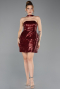 Burgundy Halter Neck Mini Sequin Party Dress ABK2201