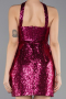 Fuchsia Halter Neck Mini Sequin Party Dress ABK2201